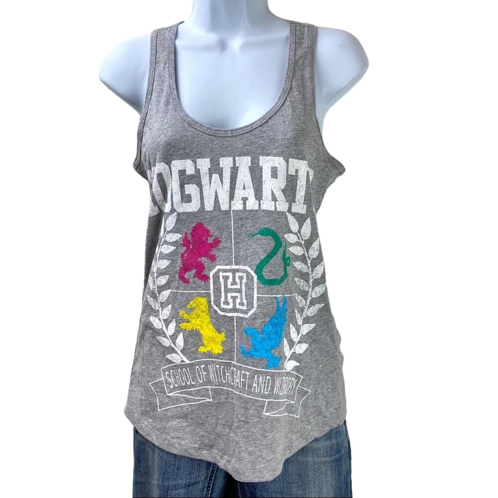 Hogwarts Harry Potter Racer Back Tank Gray Sz S
